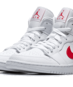Alternative view of air jodan 1 Mid White University Red