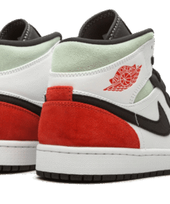 Alternative view of air jodan 1 Mid SE Red Black Toe