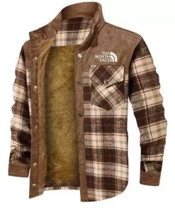 Fashion Plaid Print Men's Coat With Pockets