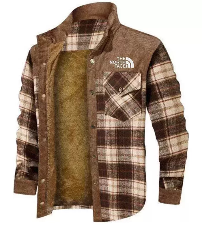 Fashion Plaid Print Men's Coat With Pockets