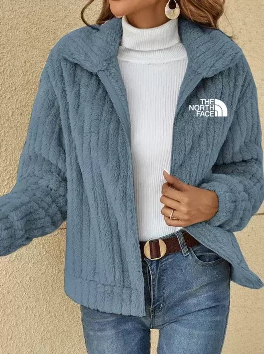 2024 SHORT JACKET LAPEL ZIPPER WINTER COAT WARM PLUSH FLEECE ZIPPER CASUAL COAT - Image 3
