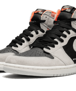 Alternative view of air jodan 1 Retro High Neutral Grey Hyper Crimson