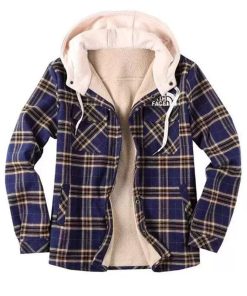 Casual Plaid Print Men's Hooded Coat