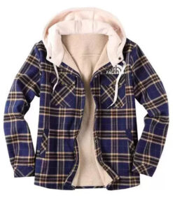 Casual Plaid Print Men's Hooded Coat