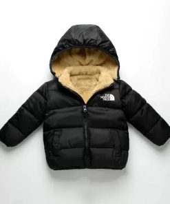 CHILDREN'S LAMB WOOL THICKENED AND FLEECE HOODED MID-LENGTH COTTON COAT