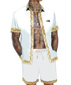 Alternative view of The North Face Men's Hawaiian 2-Piece Luxury Printed Casual Button-Down Short Sleeve Satin Shirt Set