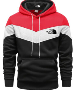 2024 THE NORTH FACE Men's Colorful Check Sweatshirt - Casual Graphic Design with Hood and Kangaroo Pocket