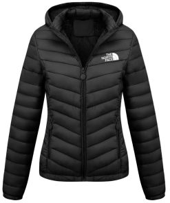 2024 THE NORTH FACE-Zippered hooded down jacket casual long sleeves slant pockets warm coat autumn and winter women's clothing