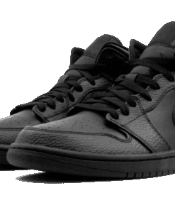 Alternative view of air jodan 1 Mid Triple Black Tumbled Leather