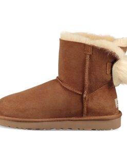 (WMNS) Fluff Bow Mini Fleece Lined Brown 1094967-CHE