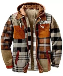 Plaid Print Casual Fashion Men's Hooded Coat
