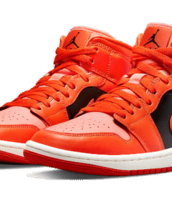 Alternative view of air jodan 1 Mid SE Rush Orange Crimson Bliss