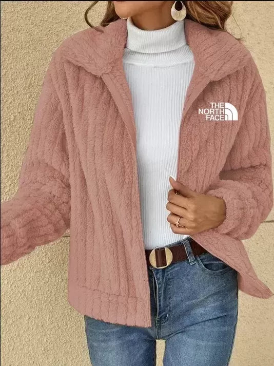 2024 SHORT JACKET LAPEL ZIPPER WINTER COAT WARM PLUSH FLEECE ZIPPER CASUAL COAT - Image 4