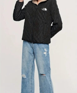 2024 THE NORTH FACE-Front Zipper Long Sleeve Hooded Jacket Casual Solid Color Cotton Clothes Autumn Winter Women's Clothing