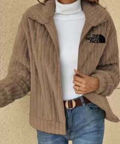 Alternative view of 2024 SHORT JACKET LAPEL ZIPPER WINTER COAT WARM PLUSH FLEECE ZIPPER CASUAL COAT
