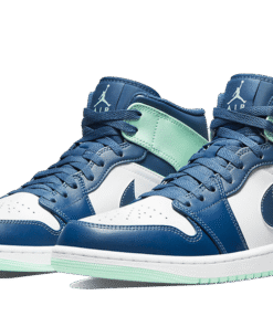 Alternative view of air jodan 1 Mid Mystic Navy Mint Foam