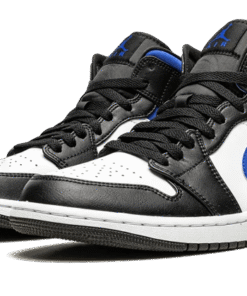 Alternative view of air jodan 1 Mid White Black Racer Blue