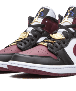 Alternative view of air jodan 1 Mid SE Black Dark Beetroot