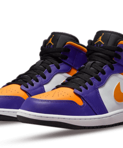 Alternative view of air jodan 1 Mid Lakers (2022)