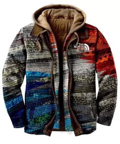 Multicolor Pattern Print Fashion Men's Hooded Coat