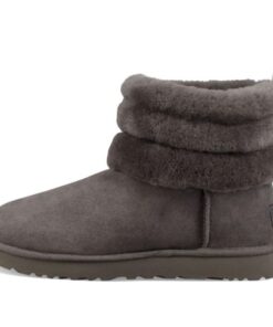 (WMNS)  Classic Mini Fluff Quilted Boot Fleece Lined Gray Brown 1098533-CHRC