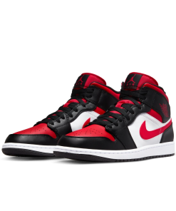 Alternative view of air jodan 1 Mid White Black Red (2022)
