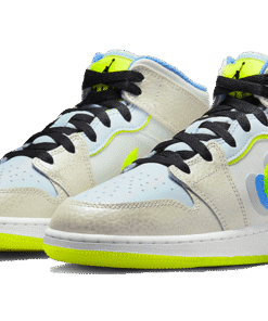 Alternative view of air jodan 1 Mid SE Warped Swoosh