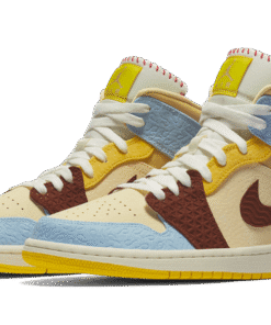 Alternative view of air jodan 1 Mid SE Fearless Maison Chateau Rouge