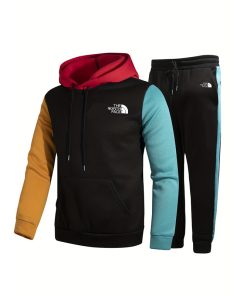 The North Face Color Block Suit Drawstring Pocket Hoodie Set