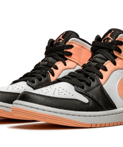 Alternative view of air jodan 1 Mid Arctic Orange Black Toe