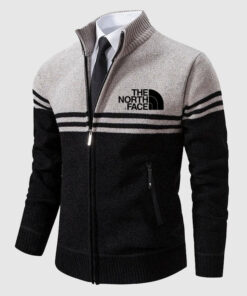 Alternative view of 2024 THE NORTH FACE-Men Slim High Neck Long Sleeve Sweater Cardigan Men'S Warm Coat Knitted Jacket