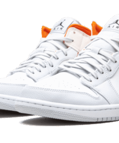 Alternative view of air jodan 1 Mid Starfish Pure Platinum