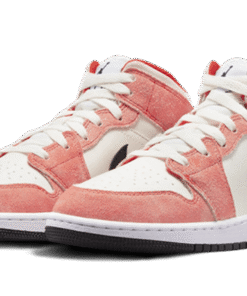 Alternative view of air jodan 1 Mid SE Orange Suede