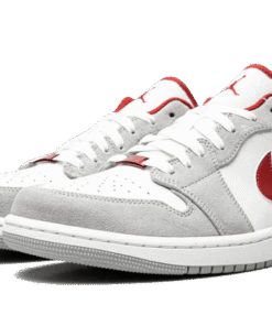 Alternative view of air jodan 1 Low SE Light Smoke Gray Gym Red