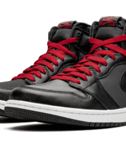 Alternative view of air jodan 1 Retro High Black Satin Gym Red