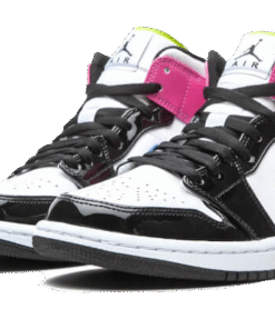 Alternative view of air jodan 1 Mid White Black Cyber Pink