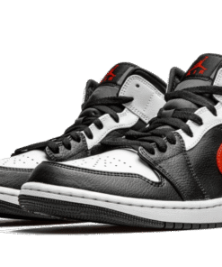 Alternative view of air jodan 1 Mid Black Chile Red White
