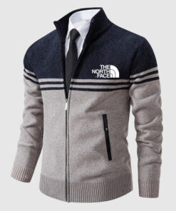2024 THE NORTH FACE-Men Slim High Neck Long Sleeve Sweater Cardigan Men'S Warm Coat Knitted Jacket