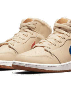 Alternative view of air jodan 1 Mid Utility Fleece Pearl White