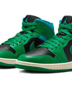 Alternative view of air jodan 1 Mid Lucky Green Aquatone